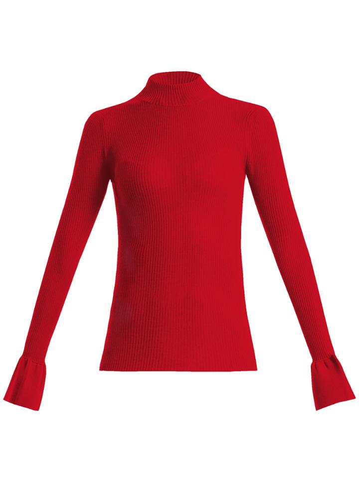 Khaite Henrietta Bell-cuff Ribbed-knit Wool-blend Sweater