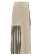 Matchesfashion.com Jil Sander - Patchwork Stripes Virgin Wool Skirt - Womens - Blue Multi