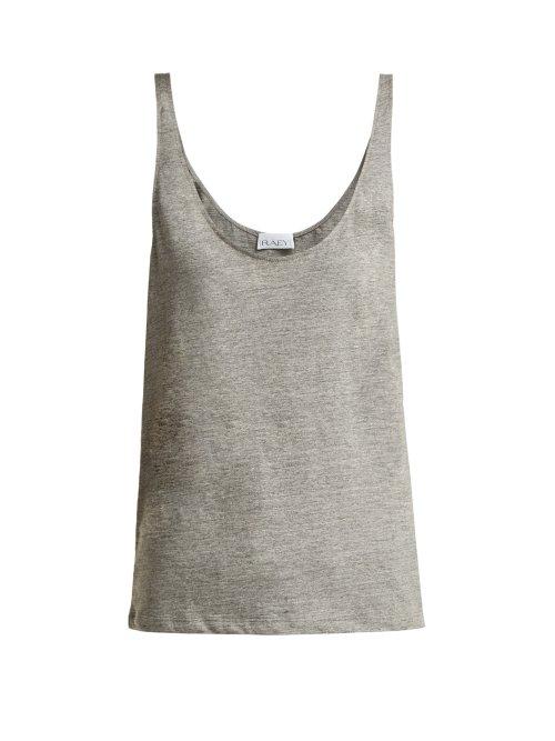 Matchesfashion.com Raey - Skinny Strap Cotton Jersey Vest - Womens - Grey