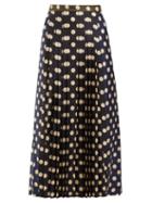 Matchesfashion.com La Prestic Ouiston - Sagan Polka Dot Silk Pleated Midi Skirt - Womens - Blue Multi