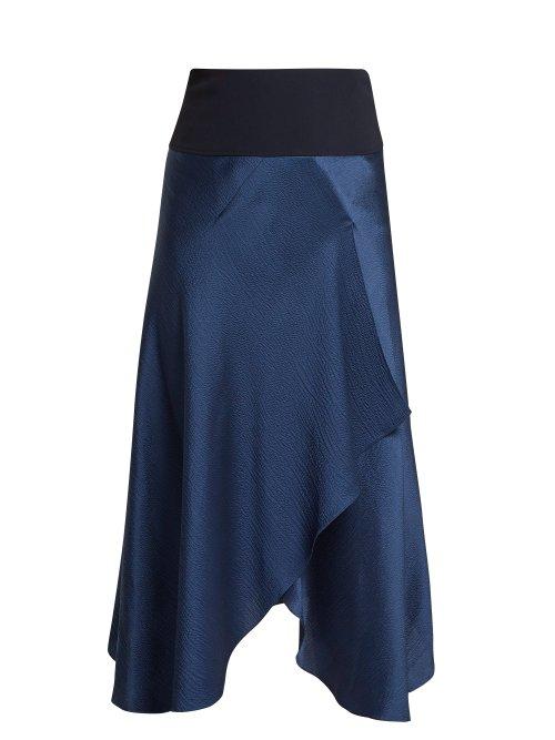 Matchesfashion.com Roland Mouret - Hurst Silk Blend Cloqu Skirt - Womens - Blue