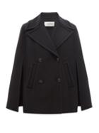 Valentino - Double-breasted Wool-blend Twill Cape Coat - Womens - Black