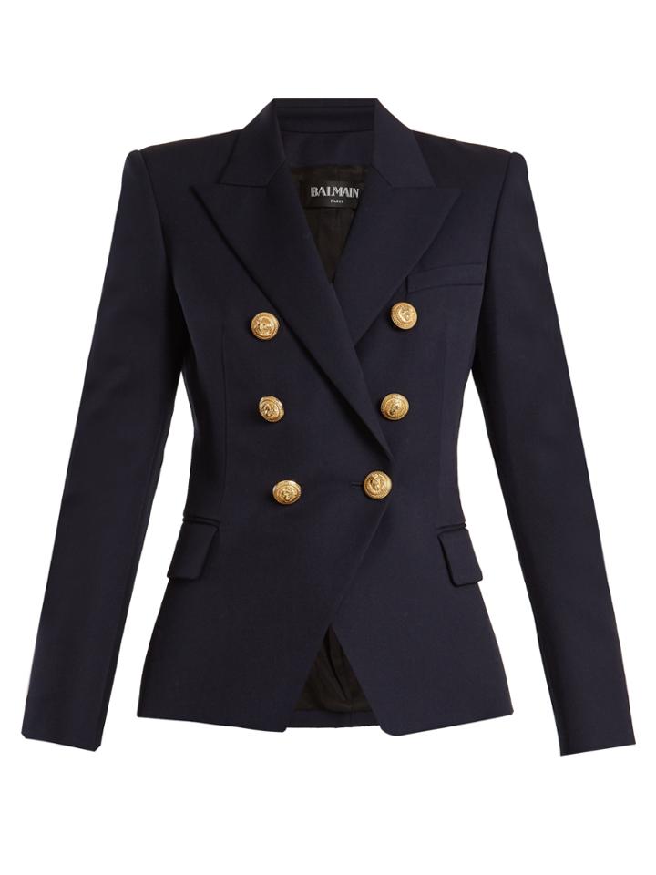 Balmain Double-breasted Peak-lapel Virgin-wool Blazer