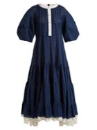 Natasha Zinko Broderie-anglaise Puff-sleeved Cotton Dress