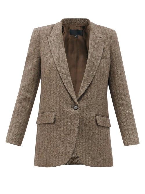 Matchesfashion.com Nili Lotan - Diane Wool-blend Single-breasted Blazer - Womens - Brown White