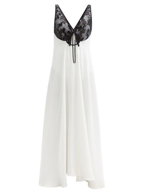 Rodarte - Sequinned Silk Slip Dress - Womens - White Black