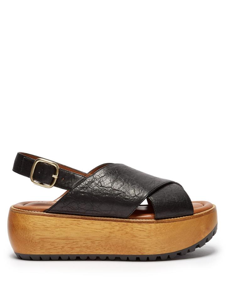 Marni Slingback Leather Flatform Sandals