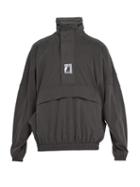 Matchesfashion.com Balenciaga - Logo Embroidered Half Zip Cotton Jersey Sweatshirt - Mens - Grey