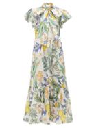 Matchesfashion.com La Doublej - Lou Lou Floral-print Cotton-poplin Dress - Womens - White Print