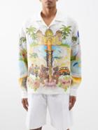Casablanca - Cuban Collar Linen Shirt - Mens - Multi