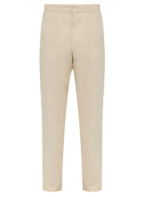 Matchesfashion.com Wales Bonner - Side Stripe Cotton Blend Crepe Trousers - Mens - Beige