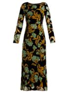 Saloni Tina Floral Devor-velvet Dress