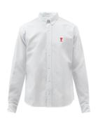 Ami - Ami De Caur-embroidered Organic-cotton Shirt - Mens - Light Blue