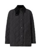 Burberry - Cotswold Corduroy-trimmed Quilted Jacket - Womens - Black