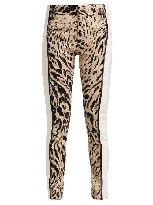 Matchesfashion.com Haider Ackermann - Panelled Leopard Print Tweed Trousers - Womens - Cream Multi