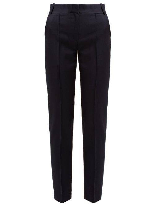 Matchesfashion.com Pallas X Claire Thomson-jonville - Ecuyer High Rise Wool Grain De Poudre Trousers - Womens - Navy