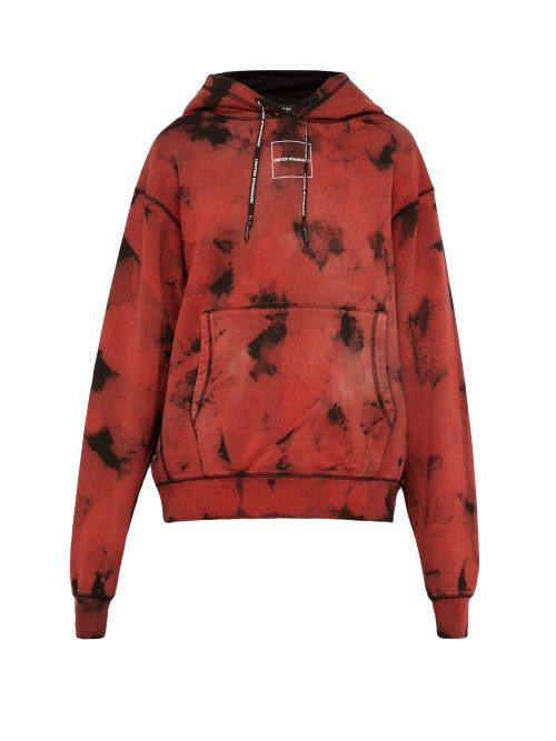 Matchesfashion.com United Standard - Acid Wash Effect Logo Print Hooded Sweatshirt - Mens - Black Red