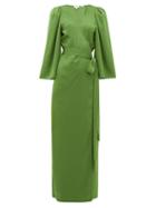 Matchesfashion.com Rhode - Elliot Wraparound Crepe Maxi Dress - Womens - Green