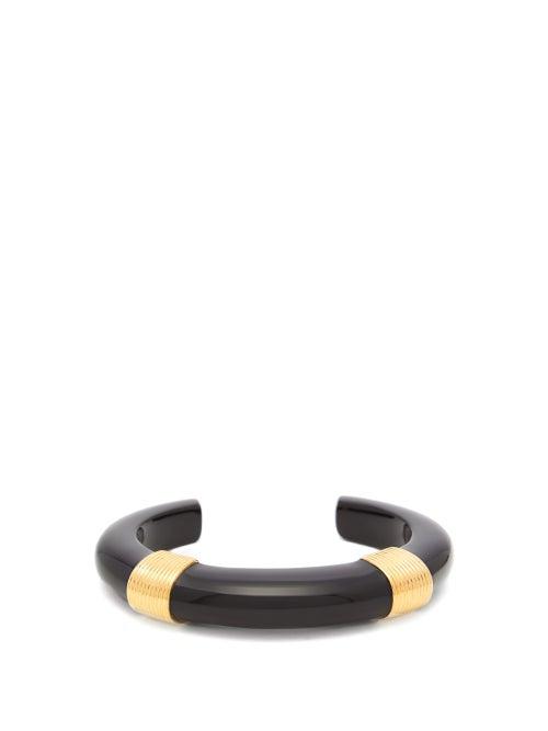 Matchesfashion.com Aurlie Bidermann - Katt Gold-plated And Resin Cuff - Womens - Black