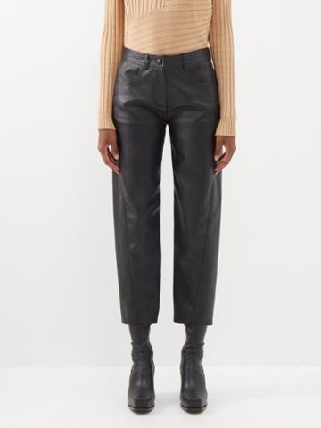 Stella Mccartney - High-rise Faux-leather Barrel-leg Trousers - Womens - Black