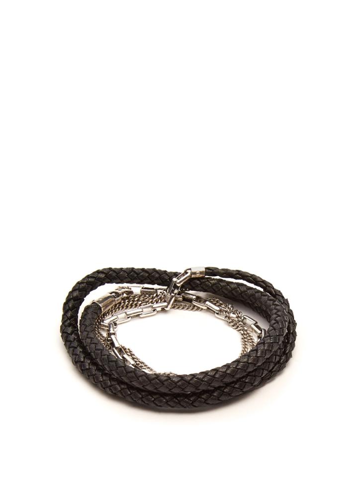 Title Of Work 5-wrap Leather And Sterling-silver Bracelet