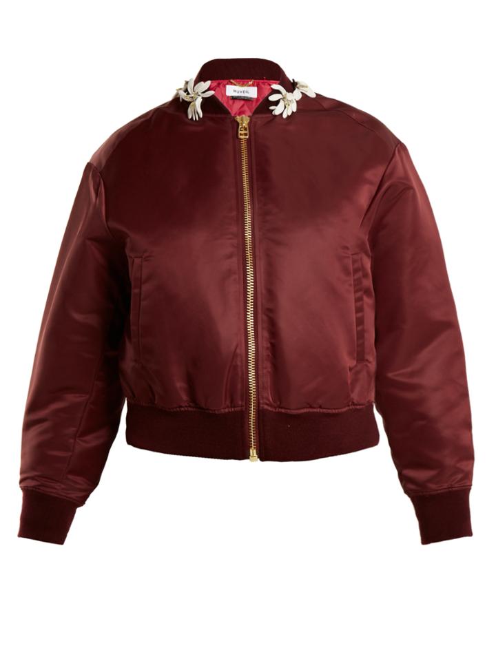 Muveil Floral-embellished Bomber Jacket