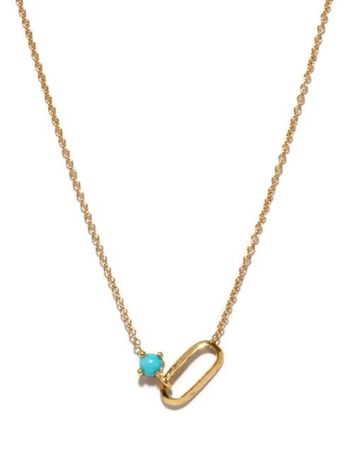 Matchesfashion.com Lizzie Mandler - December Birthstone Turquoise & 18kt Gold Necklace - Womens - Blue Gold