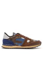 Matchesfashion.com Valentino Garavani - Rockrunner Camo-print Suede And Leather Trainers - Mens - Blue Multi