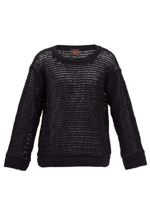 Albus Lumen - Oversized Cotton-crochet Sweater - Mens - Black