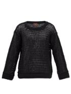 Albus Lumen - Oversized Cotton-crochet Sweater - Mens - Black