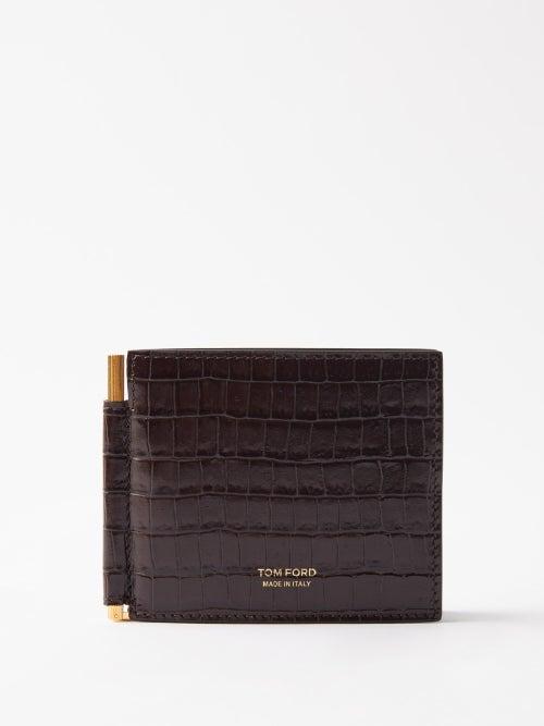 Tom Ford - Crocodile-effect Leather Bi-fold Wallet - Mens - Brown