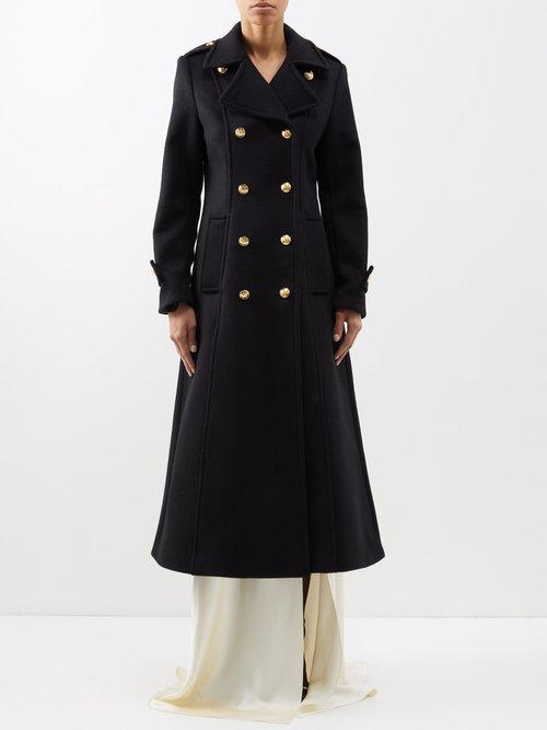 Nili Lotan - Gaston Long Double-breasted Wool Coat - Womens - Black