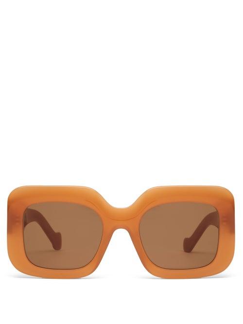 Matchesfashion.com Loewe - Anagram-logo Oversized Square Acetate Sunglasses - Womens - Orange