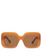 Matchesfashion.com Loewe - Anagram-logo Oversized Square Acetate Sunglasses - Womens - Orange