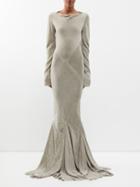 Rick Owens - Glenda Bias-cut Velvet Gown - Womens - Silver