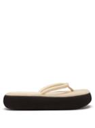 Ladies Shoes Osoi - Boat Leather Platform Flip Flops - Womens - Cream