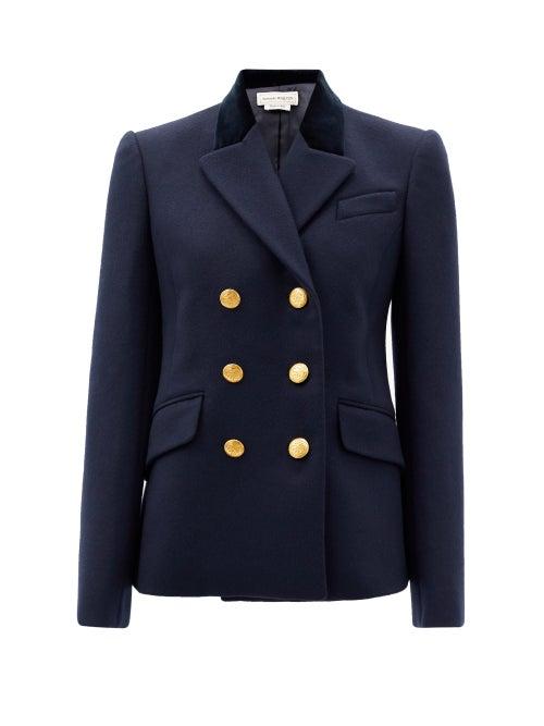 Matchesfashion.com Alexander Mcqueen - Double-breasted Wool-blend Felt Jacket - Womens - Navy