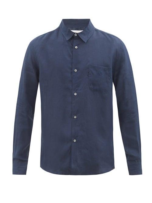 Derek Rose - Monaco Linen Shirt - Mens - Navy