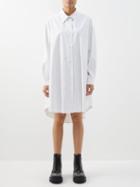Mm6 Maison Margiela - Curved-hem Cotton-poplin Shirt Dress - Womens - White