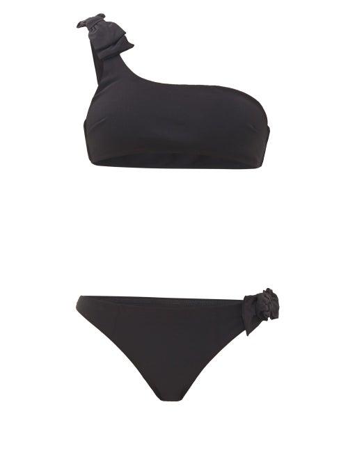 Matchesfashion.com Zimmermann - Zinnia Bow One-shoulder Bikini - Womens - Black