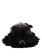 Matchesfashion.com Marques'almeida - Shearling Trim Craquelure Effect Vinyl Bucket Hat - Womens - Black