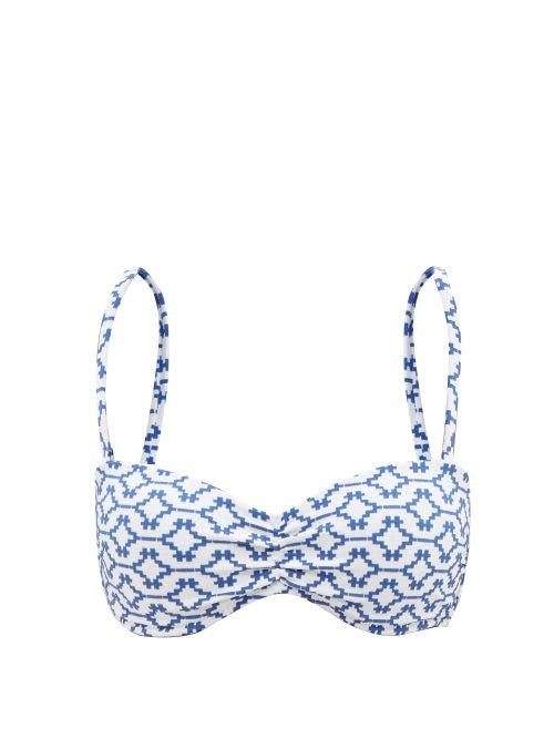 Ladies Beachwear Heidi Klein - Mykonos Bandeau Bikini Top - Womens - Blue Print