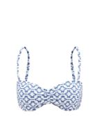 Ladies Beachwear Heidi Klein - Mykonos Bandeau Bikini Top - Womens - Blue Print