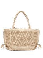 Matchesfashion.com Antonello Tedde - Linen And Cotton Diamond-weave Tote Bag - Womens - Beige Multi