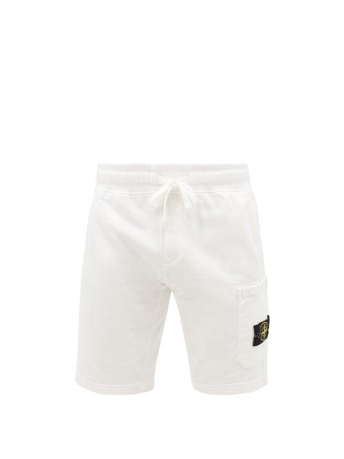 Stone Island - Mid-rise Cotton Shorts - Mens - White