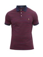 Matchesfashion.com Polo Ralph Lauren - Striped Logo Embroidered Cotton Polo Shirt - Mens - Burgundy