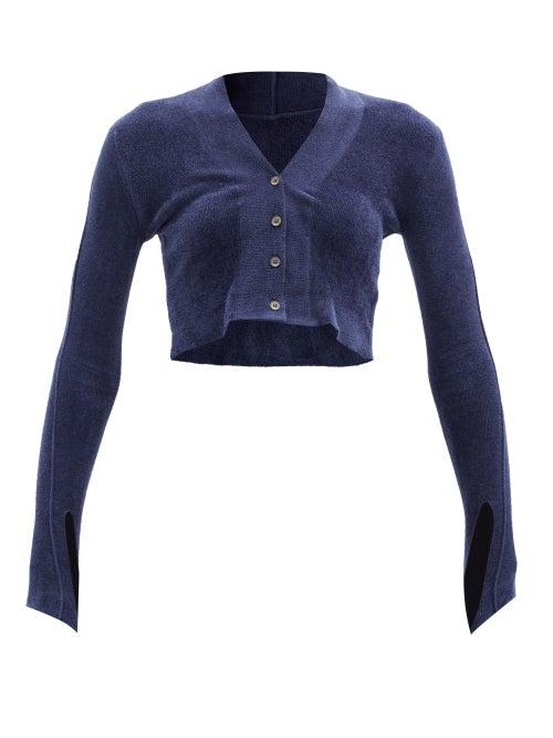 Matchesfashion.com Jacquemus - Cropped Velour Cardigan - Womens - Navy
