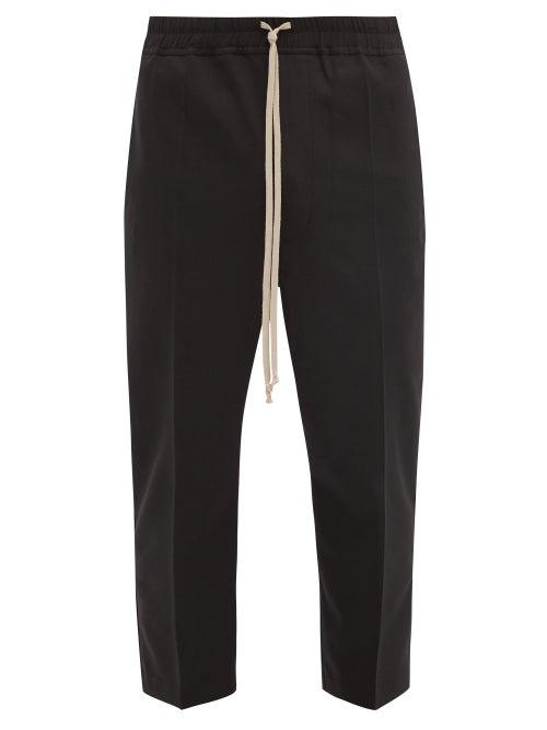 Matchesfashion.com Rick Owens - Cropped Drawstring Crepe Trousers - Mens - Black