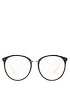Matchesfashion.com Linda Farrow - Kings Round Acetate And 18kt Gold-plated Glasses - Womens - Black Gold