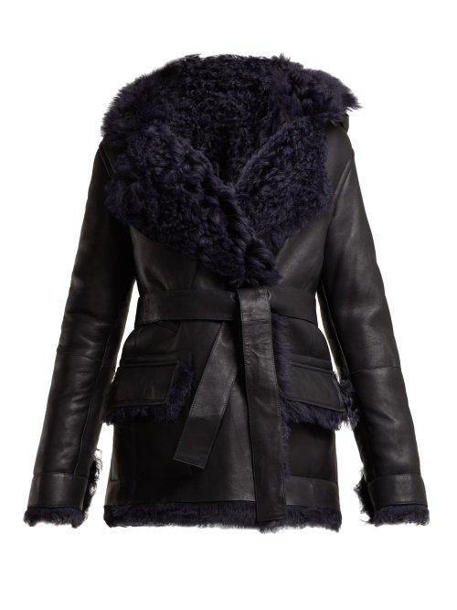 Matchesfashion.com Sies Marjan - Rudy Hooded Shearling Jacket - Womens - Dark Blue